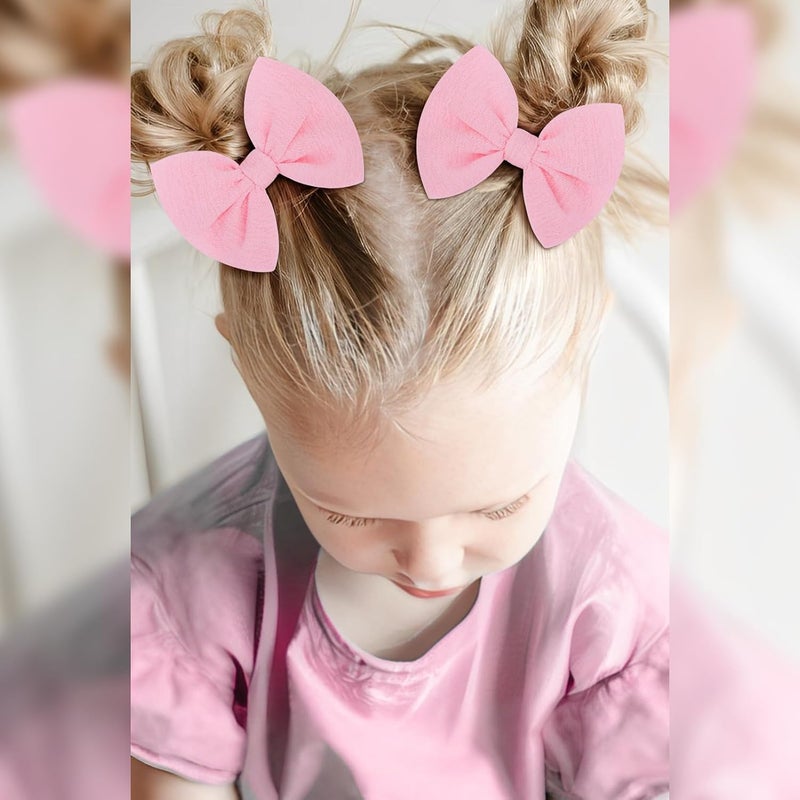 ONENINEDREAM Baby Girls Hair 3'' Bows Clips Set Handmade Bow Hair Clips Hair Accessories Alligator Clip for Babies Infant Toddlers Little Kids 6 PCS Light Blue Aqua Pink - Image 2